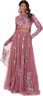 Maya Deluxe Women's Indian Traditional Dress for Women Outfit Lengha Choli Lehenga Saree Skirt and Top Dupatta Coord Set for Wedding Guest Top Skirt Coord (pack of 1)