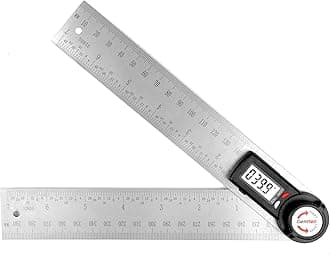 GemRed 82305 Digital Angle Finder Protractor (Stainless steel, 7inch/200mm) (Red&White Button)
