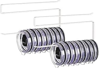 2 Pack Tumbler Lid Organizer, Horizontal Tumbler Lid Storage Hook to Hold Up 20 Lids, Space Saving Cup Lid Holders Under Cabinet Tumbler Lid Hook for Kitchen Organizer, Paper Towel Rack Hanger (White)
