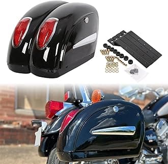 ECOTRIC Motorcycle Saddlebags W/Lock & Lights 36L Pair Compatible with Honda Yamaha Harley Sporster Softail Suzuki Kawasaki vulcan Universal Hard Saddle Bags Trunk Luggage w/Mounting Brackets Black