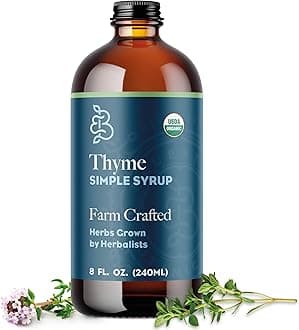 Bluestem Botanicals Organic Thyme Simple Syrup, 8 oz, Cocktail and Mocktail Mixer for Drinks, Non-Alcoholic