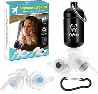 Airplane Earplugs -2 Pair, Reusable Flying Plugs Travel Ear plugs Prevent Ear Pain & Reduce Noise, Hearing Protection for Flights, Train, Bus and Car Journeys, Super Soft Children/Adult Ear Protection