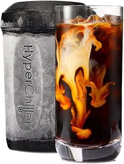 HyperChiller HC2CB Patented Iced Coffee/Beverage Cooler, NEW, IMPROVED,STRONGER AND MORE DURABLE! Ready in One Minute, Reusable for Iced Tea, Wine, Spirits, Alcohol, Juice, 12.5 Oz, Charcoal Black