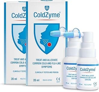 – (Pack of 2) ColdZyme Cold & Flu Throat Spray | Disables Viruses | Shortens The Duration of Symptoms | Use at First Signs of a Cold | Sore Throat Relief & Protection - Menthol Flavour 2x20 ml