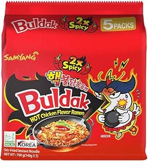Samyang 2X Spicy en Flavor Ramen Fire Chicken (Buldak) Double Spicy, 5 X 140 g
