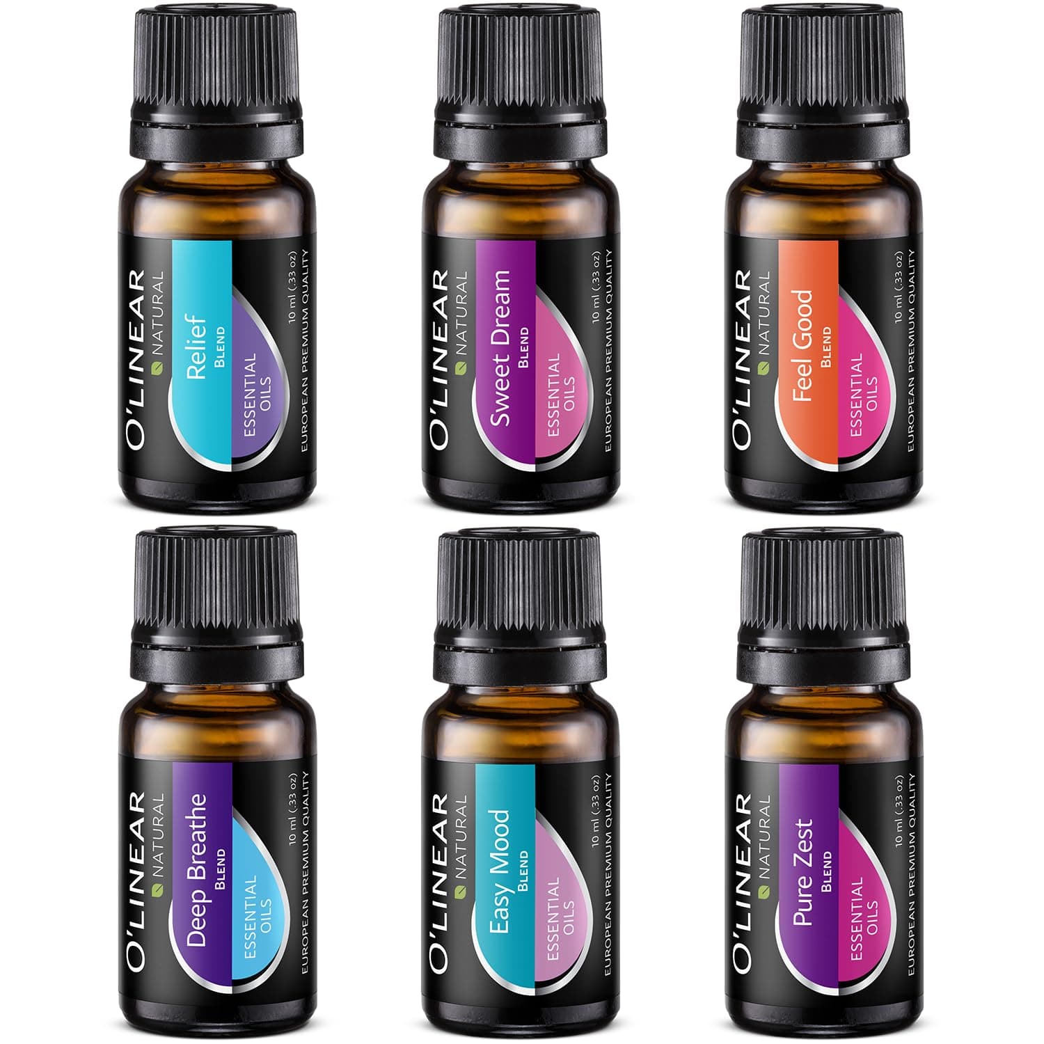 O'linear Essential Oils 6 Blends Set - Perfect for Humidifiers and Diffusers, Aromatherapy Diffuser Oils Scents, Essential Oil Kit for Home Use, Essential Oil Pack with Various Scents
