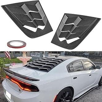 Bonbo Side Window Louvers Air Vent Scoop Shades Cover Blinds ABS for Dodge Charger 2011-2021 in GT Lambo Style Custom Fit (Matte Black)