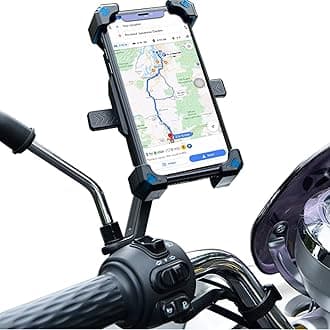 Motorcycle Phone Mount, Quick Release Motorbike Phone Holder Anti Shake Moped Scooter Rearview Mirror Holder Mount Universal for 4.0-6.8 Inch Smartphone - 360° Rotation Adjustable – Blue