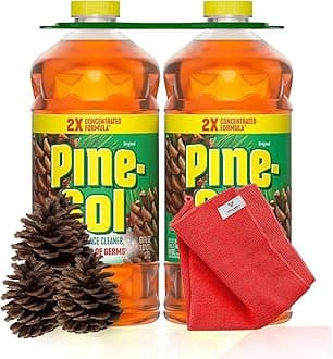 VITALVARIETY 2 All Purpose Cleaners Multi Surface for Floors Original Pine Scent Great for Kitchen and Bathroom 120 oz Total Bundled with Microfiber Cleaning Cloth