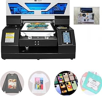 DTG Printer A3 L1800 UV DTG Printer T-Shirt Machine Higher Resolution 2880 x1440dpi with Vacuum Platform and Bottle Holder for T-Shirt Printing Glass Cups Acrylic Leather Stickers