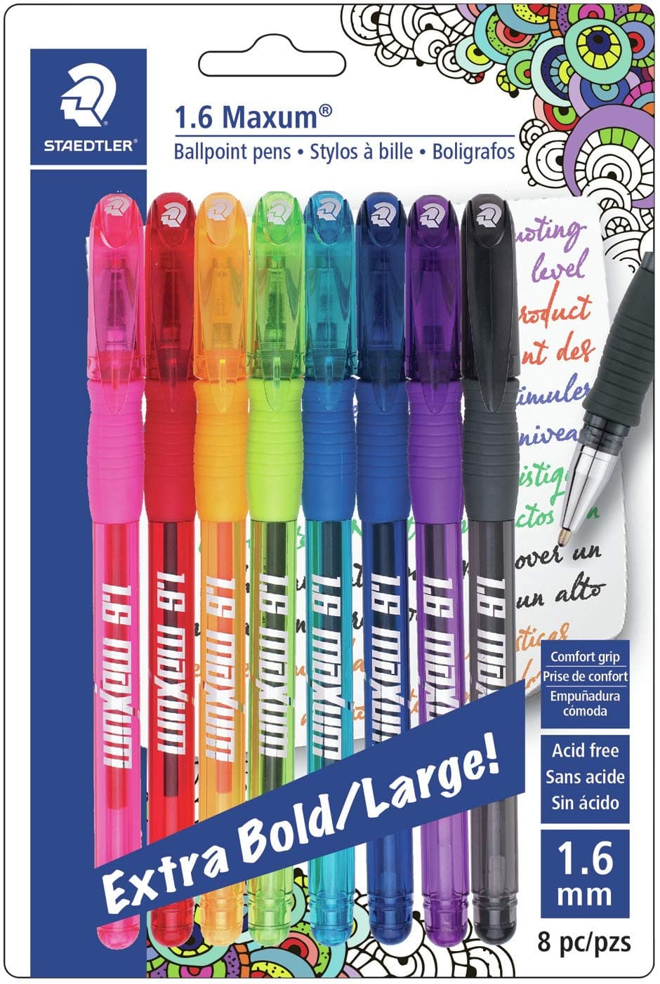 Ballpoint Pens 1.6mm 8/Pkg-Assorted