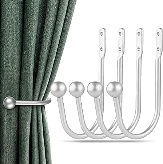 Curtain Holdbacks, 4pcs Curtains Holder Wall Mounted Drapery Tiebacks Retro Window Hook for Home Decor