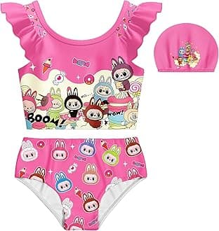 Girls Two Piece Bathing Suit Summer Beach Swimsuits 5-12 Years Kids Lovely Swimwear