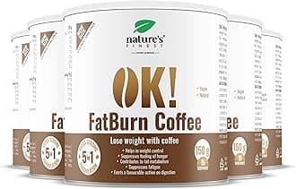 OK!FatBurn Coffee - Instant Coffee Powder with L-Carnitine, Guarana and Elderberry, Ideal Weight Loss and Natural Drink for Energy, Vegan