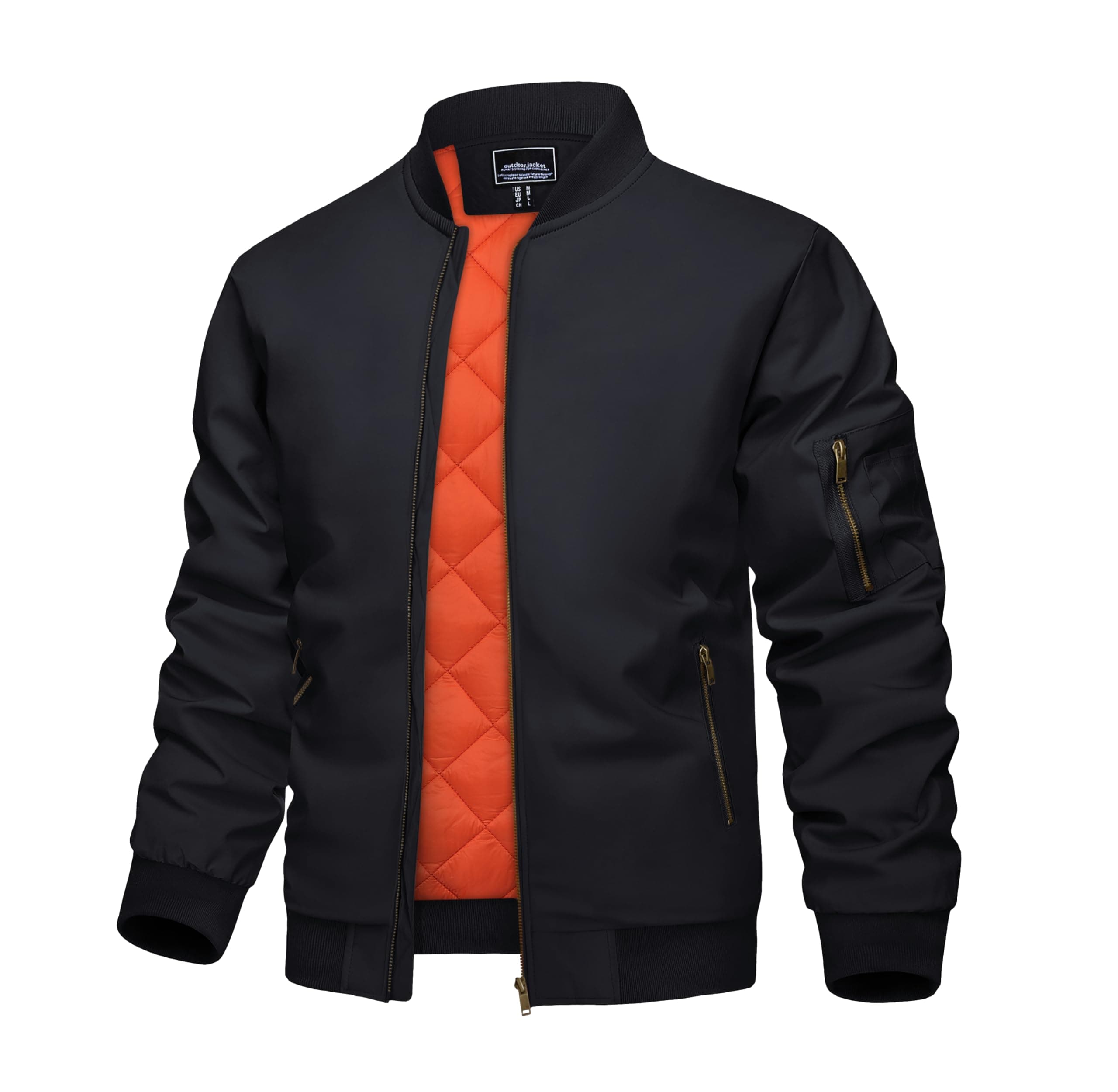 KEFITEVD Men's Bomber Jackets Fall Winter Windbreaker Warm Jacket Full Zip Padded Casual Work Coats