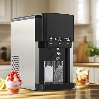 ADVWIN 3 in 1 Water Dispenser with Ice Maker, Nugget Ice Maker Countertop, Bullet Ice, Crushed Ice, Water Cooler, 44Lbs/24H, 12 Ice Cube/6Min, Self-Cleaning, 4Lbs Ice Storage, Home, Kitchen, Party, RV
