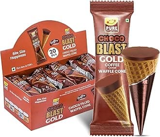 Pure Temptation Chocoblast cofee Flavoured Chocolate Waffle Cones [20 Pcs] – Gift Chocolate Box – Individually Wrapped – Non-Meltable Snacks for Kids – Perfect Chocolate Gift Hamper