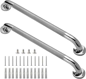 Shower Grab Bar, 2 Pack 24 Inch Bathroom Grab Bar, 1.25" Diameter 304 Stainless Steel Anti-Slip Grab Bars for Bathtubs and Showers, Handicap Shower Grab Bar for Seniors Elderly