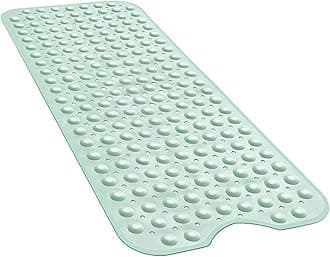 YINENN Bath and Shower Safety Mats 40x16 inch, Non Slip with Suction Cups for Bathroom Stall and Tub Floor, Extra Large and Machine Washable, Drain Holes Keep Bathtub Clean, Light Green