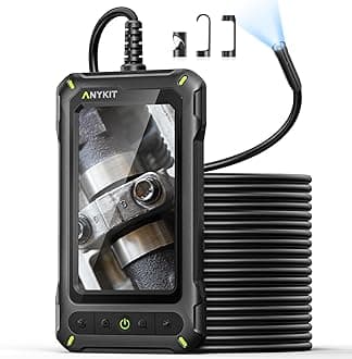 Borescope Inspection with Light, Industrial Endoscope Camera with 4.3” HD Screen, Waterproof Digital Snake Camera, Semi-Rigid Cable Bore Scope for Home Pipe, Engine, Inside Wall, Duct (11.5 FT)