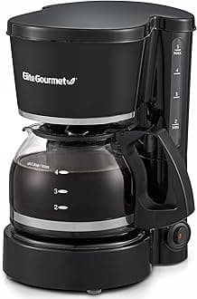 EHC-5055 Automatic 5-Cup Brew & Drip Coffee Maker with Pause N Serve Reusable Filter, On/Off Switch, Water Level Indicator