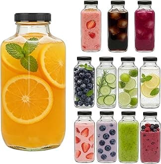 Accguan 16oz Reusable Water Bottles,Vintage Water Bottles for Juicing,Hot Sauce,Kombucha,Ginger Jar,Potion,Oil,Milk Bottles,Whiskey,Portable Travel Bottle,Smoothies Bottles(12pack)