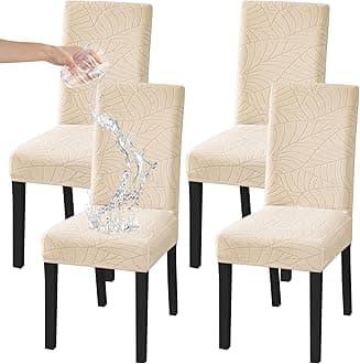 HZDHCLH Waterproof Chair Covers 4 Pack, Spandex Dining Chair Slipcovers, Protectors for Kitchen and Dining Room Chairs