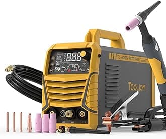 TOOLIOM 200A AC/DC TIG Welder with Pulse, Dual Voltage 110V/220V, Aluminum Welder with IGBT Inverter, Large LED Display, AC TIG/DC TIG/Pulse TIG/SPOT TIG/Stick Multiprocess Welding Machine
