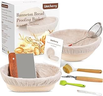 Banneton Bread Proofing Basket Set, 9-inch Round & 10-inch Oval Sourdough Proofing Basket with 6 Baking Tools, Sourdough Starter Kit for Professional and Home Baking, Perfect Holiday Gifts