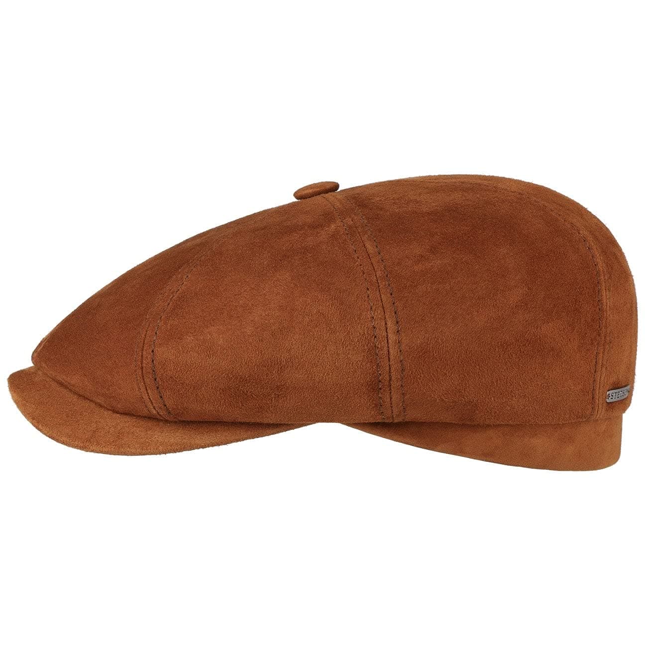 Stetson Hatteras Goat Suede Leather Flat Cap Men - Flat Cap Handmade in Germany - Men’s Cap Made of Genuine Leather (Goatskin) - Flat Cap with Satin Lining - Summer/Winter Peaked Cap