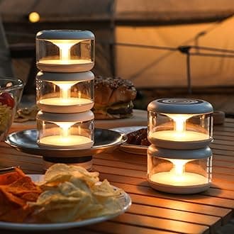 oneleaf - Portable LED Night Atmosphere Light, Candle Lamp, Three Lights with Charging Dock, Rechargeable Wireless Touch Switch, Bathroom, Staircase, Bedroom, Camping