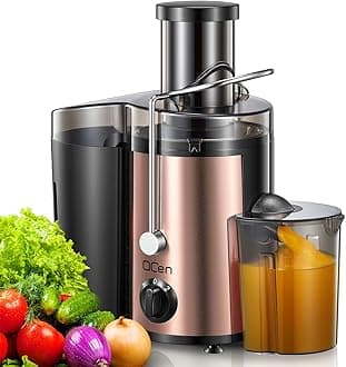 Juicer Machine, 500W Centrifugal Juicer Extractor with Wide Mouth 3” Feed Chute for Fruit Vegetable, Easy to Clean, Stainless Steel, BPA-free (Rose Gold)