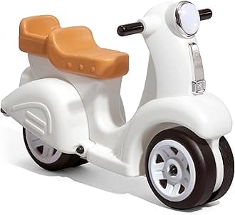 Step2 Ride Along Scooter for children with storage compartment | Toy vehicle made of plastic in Vintage style | Walking car for children from 1.5 years in white