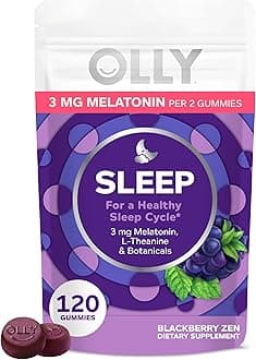 Sleep Gummy, 3 mg Melatonin, L-Theanine, Chamomile, and Lemon Balm Extracts, BlackBerry Flavor, 60 Day Supply - 120 Count