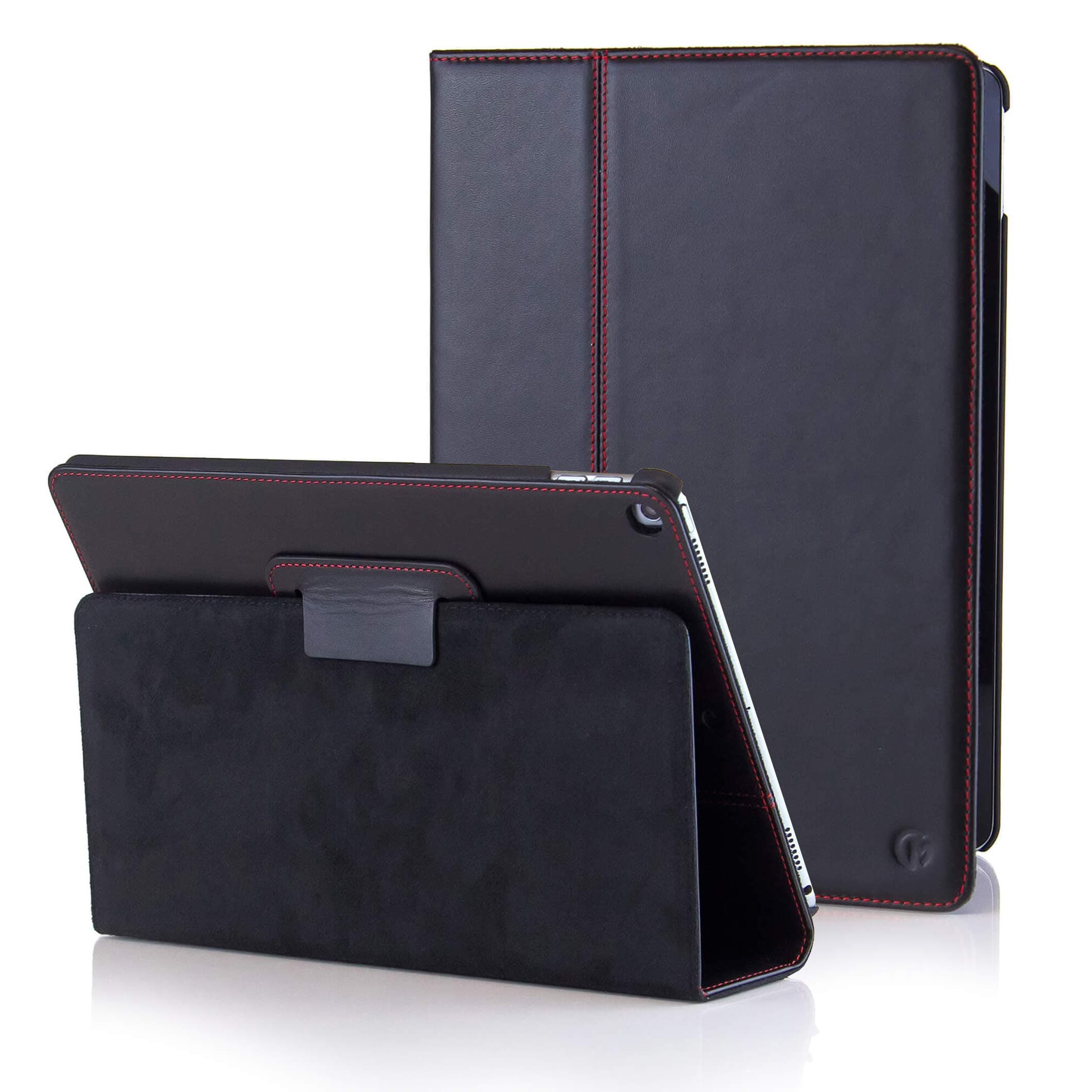 Casemade Real Leather Case Compatible with iPad 9.7” 5th/6th Gen (2017/2018) - Full-Grain Leather Cover, Auto Sleep/Wake, Dual Stand Position (Black)