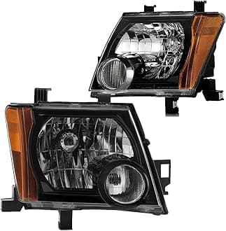 For 2005 2006 2007 2008 2009 2010 2011 2012 2013 2014 2015 Nissan Xterra Headlights Headlamp Assembly Compatible with 05-15 Xterra Black Housing Amber Reflector Head Lights Replacement L+ R
