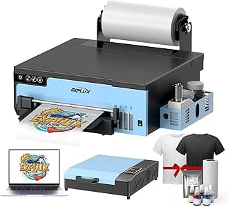 EXPLUX 2026 A4 DTF Printer,with XP600 printhead with Anti-Clogging Technology + 200% high Speed Printing,for DIY T-Shirt,Other Textiles (Printer+Oven+Laptop)