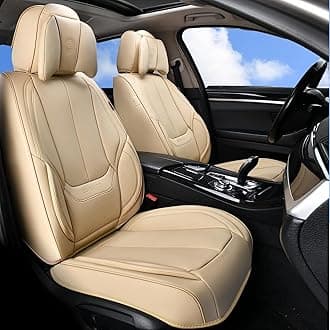 - Coverado Universal Seat Covers Full Set, 5 Seats Universal Seat Covers for Cars, Waterproof NAPPA Leather Car Seat Covers with Head Pillow, Auto Protectors Fit for Most Sedans SUV Pick-up Truck, Beige