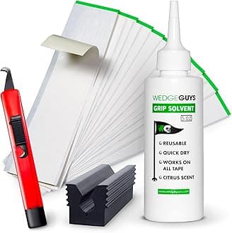 Golf Grip Kit for Golf Club Grip Regeneration, Professional Quality (Deluxe Grip Kit: 15 Hook Blades, Grip Tape Strips, 5oz Solvents, Rubber Vice Clamps)