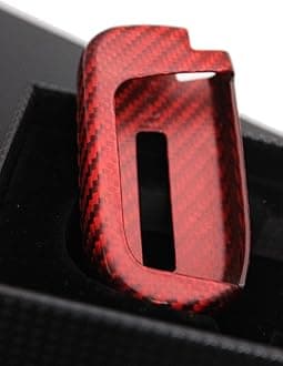 Real Carbon Fiber Remote Key Fob Cover Case Shell Holder for Jeep Grand Cherokee Dodge Charger Challenger Chrysler 200 (Red)