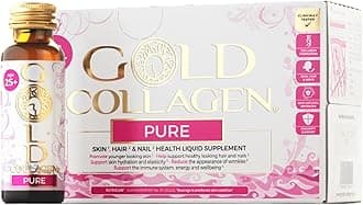 GOLD COLLAGEN Pure - Collagen Supplements for Women & Men Biotin Hair Growth, Skin & Nail, Anti Wrinkle Immune System Booster with Vitamin C, B6, Zinc, Hyaluronic Acid & Marine Collagen 1 Pack 10x50ml
