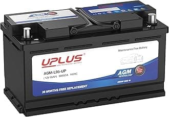UPLUS BCI Group 49 Car Battery, AGM-L95-UP Maintenance Free 12V 95Ah Premium AGM Batteries H8 L5 Automotive Battery, 900CCA, 160RC