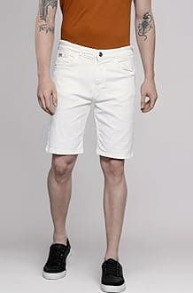 The Indian Garage Co Men Slim Fit Solid Mid-Rise Denim Shorts