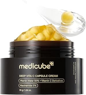 medicube Capsule Cream with Deep Vitamin C | Liposome Vitamin C Golden Capsule for Radiance & Firm-Looking Skin | Hydrating Glow Gel Texture | Korean Skincare, 1.94 oz