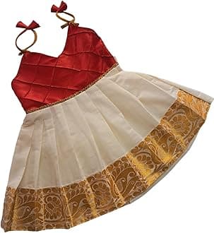 Baby Girl's Kerala Tissue Cotton Frock Pattu Pavadai LEHENGA CHOLI Chaniya Choli (0-5 Years)