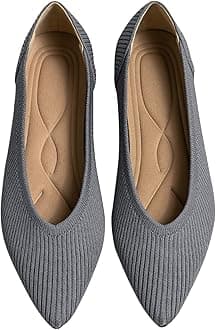 Women's Flats Shoes Pointed Toe Knit Ballet Comfortable Dressy Slip On Flat
