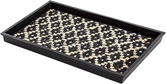 Anji Mountain AMB0BT2F-005 Black Rubber Boot/Shoe Tray with Coir, Fits 2 Pair (24.5" Wide), Black & Ivory Insert
