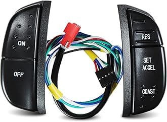 HUSUKU Steering Wheel Mounted Cruise Control Switch Buttons Kit Compatible with 1997-2004 Ford F-150/250/350 Super Duty, 1999-2007 E-150/250/350/450/550, Excursion, Expedition 1C3A9D809AA