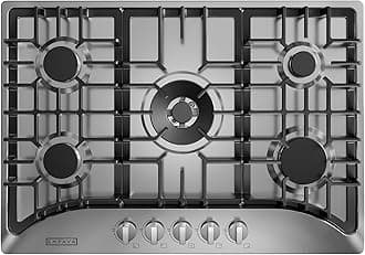 Empava 30 Inch Gas Cooktop with 5 World Class Made in Italy SABAF Burners, LPG/NG Convertible, Ideal RV Top Stoves for Kitchen, Stainless Steel
