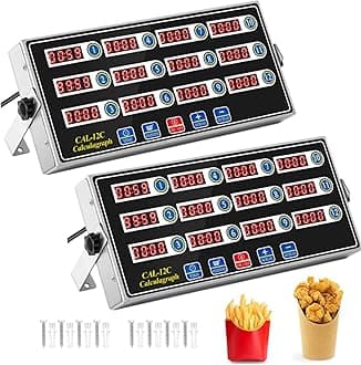 2 Pack Commercial 12 Channel Digital Kitchen Timer, Multi-Countdown Timer with Loud Alarm & Large LCD Display, Wall Mount or Countertop for Restaurant, Fry Station, Baking & Lab Use
